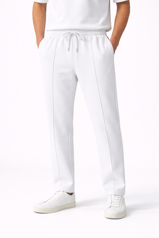 PINTUCK STRAIGHT FIT TROUSER - WHITE