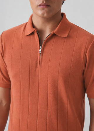 DROP NEEDLE ZIP POLO | RUST