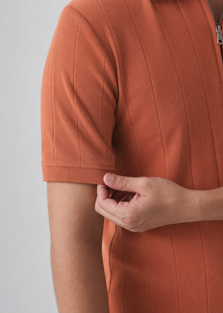 DROP NEEDLE ZIP POLO | RUST