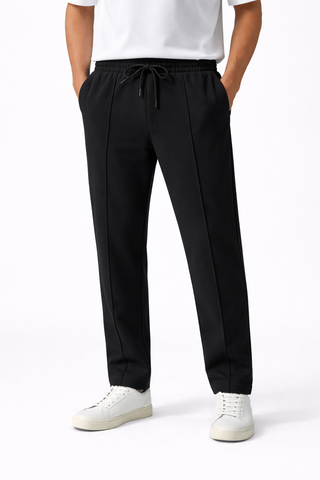 PINTUCK STRAIGHT FIT TROUSER - BLACK