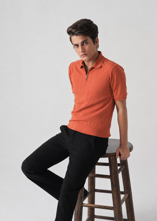 DROP NEEDLE ZIP POLO | RUST