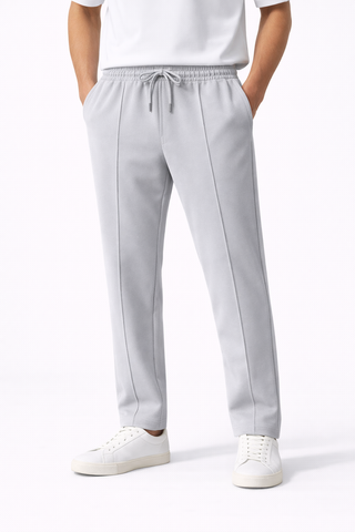 PINTUCK STRAIGHT FIT TROUSER - GREY