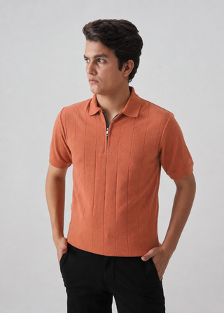 DROP NEEDLE ZIP POLO | RUST