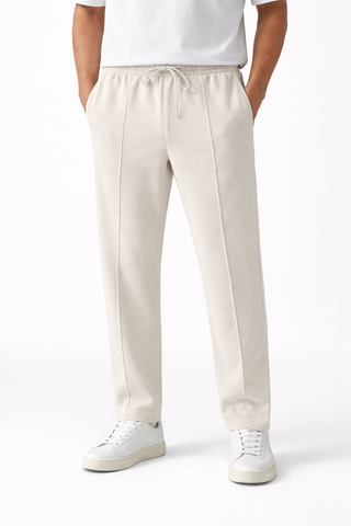 PINTUCK STRAIGHT FIT TROUSER - BEIGE