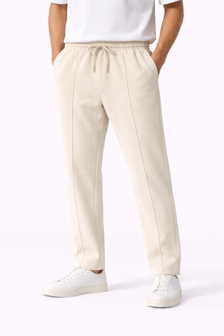 PINTUCK STRAIGHT FIT TROUSER - CREAM