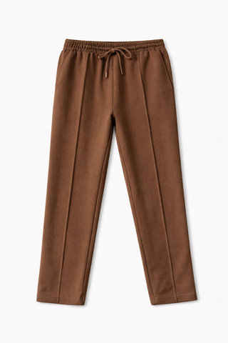 PINTUCK STRAIGHT FIT TROUSER - BROWN