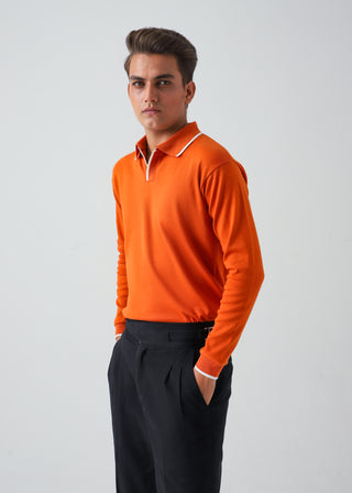 CLASSIC FULL SLEEVES POLO - ORANGE