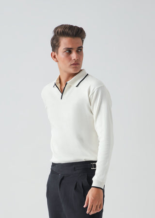 CLASSIC FULL SLEEVES POLO - WHITE