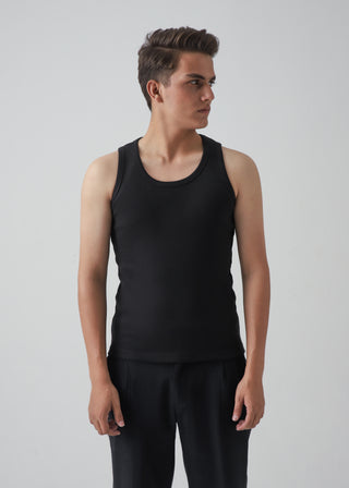 RIBBED TANK TOP - BLACK