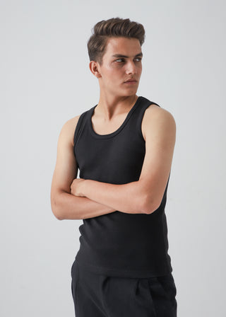 RIBBED TANK TOP - BLACK