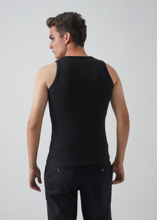 RIBBED TANK TOP - BLACK