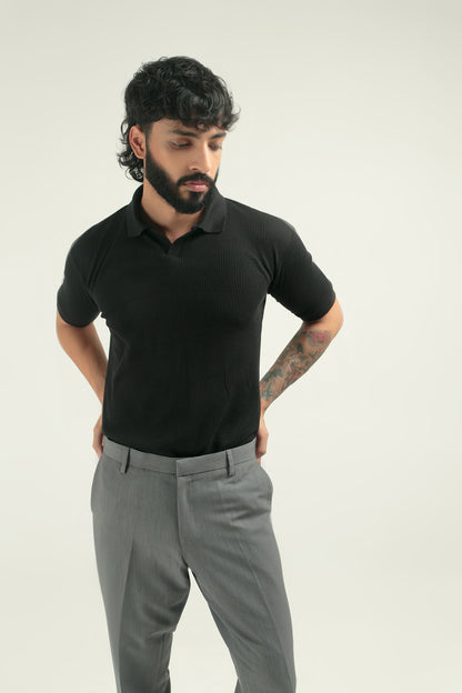 TEXTURED POLO | BLACK