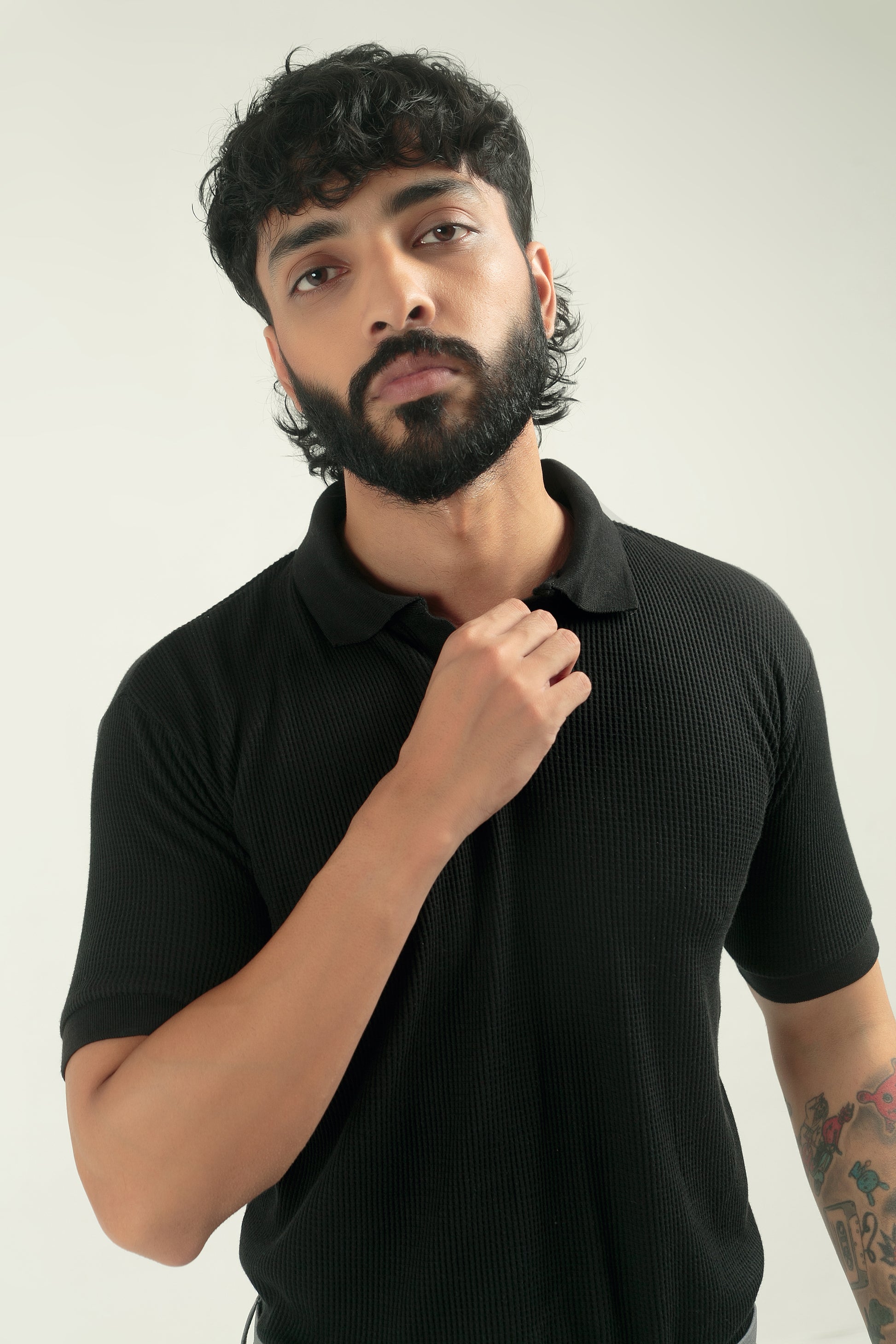 TEXTURED POLO | BLACK