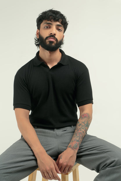 TEXTURED POLO | BLACK