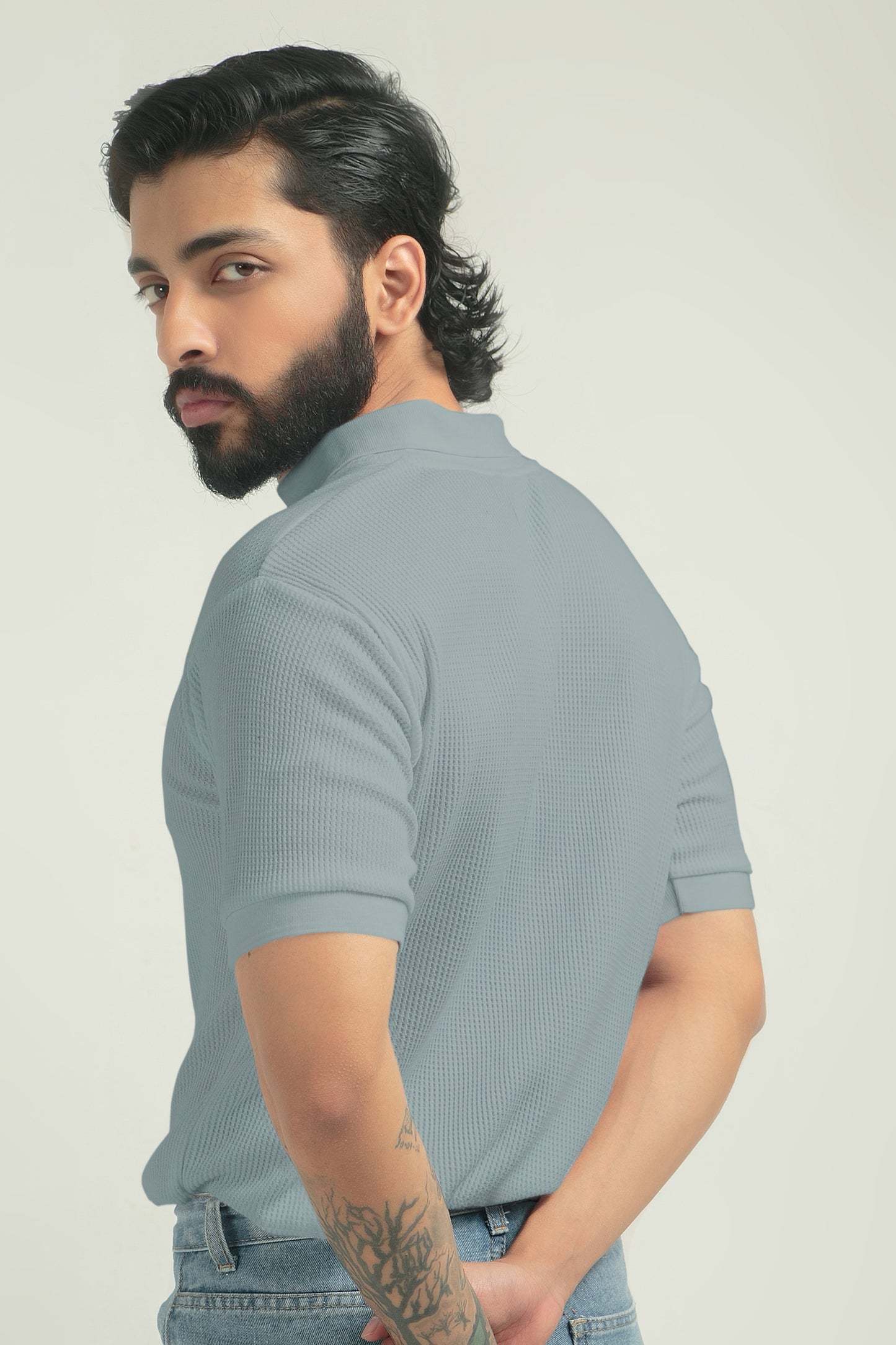 TEXTURED POLO | BLUE