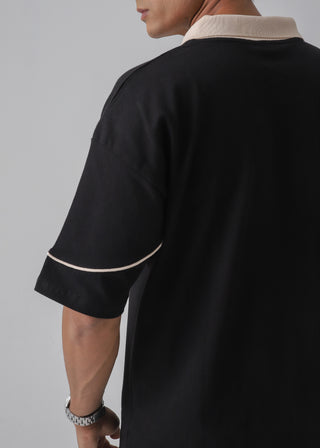 DROP SHOULDER POLO | BLACK