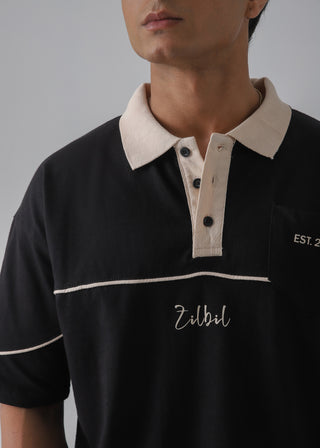 DROP SHOULDER POLO | BLACK