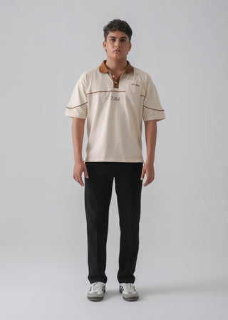 DROP SHOULDER POLO | BEIGE