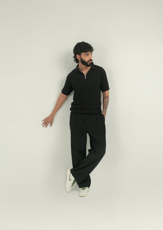 DROP NEEDLE ZIP POLO | BLACK