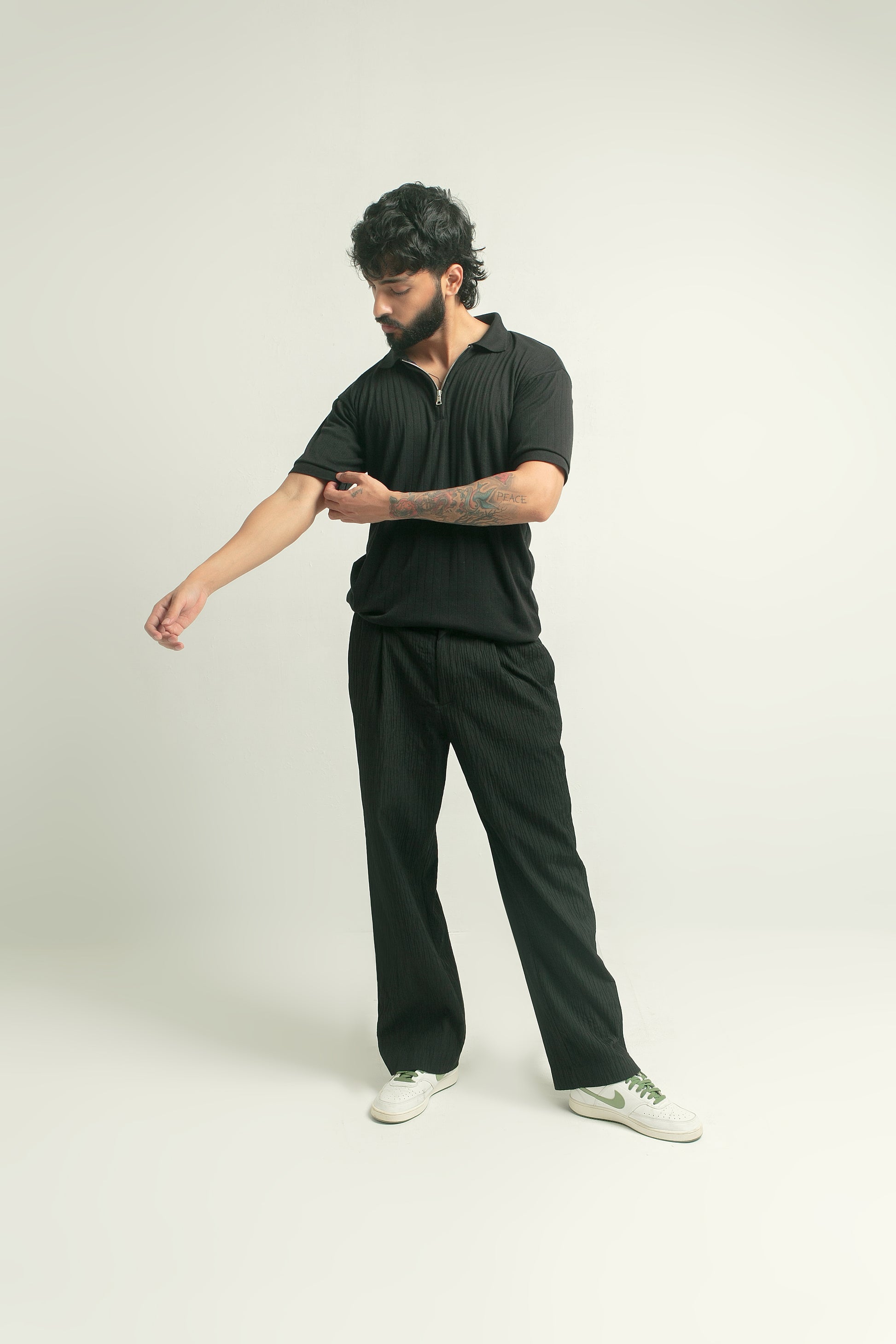 DROP NEEDLE ZIP POLO | BLACK