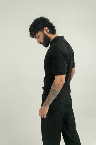 DROP NEEDLE ZIP POLO | BLACK