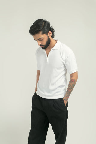 DROP NEEDLE ZIP POLO | WHITE