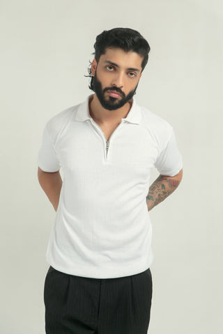 DROP NEEDLE ZIP POLO | WHITE