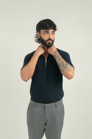 DROP NEEDLE ZIP POLO | NAVY