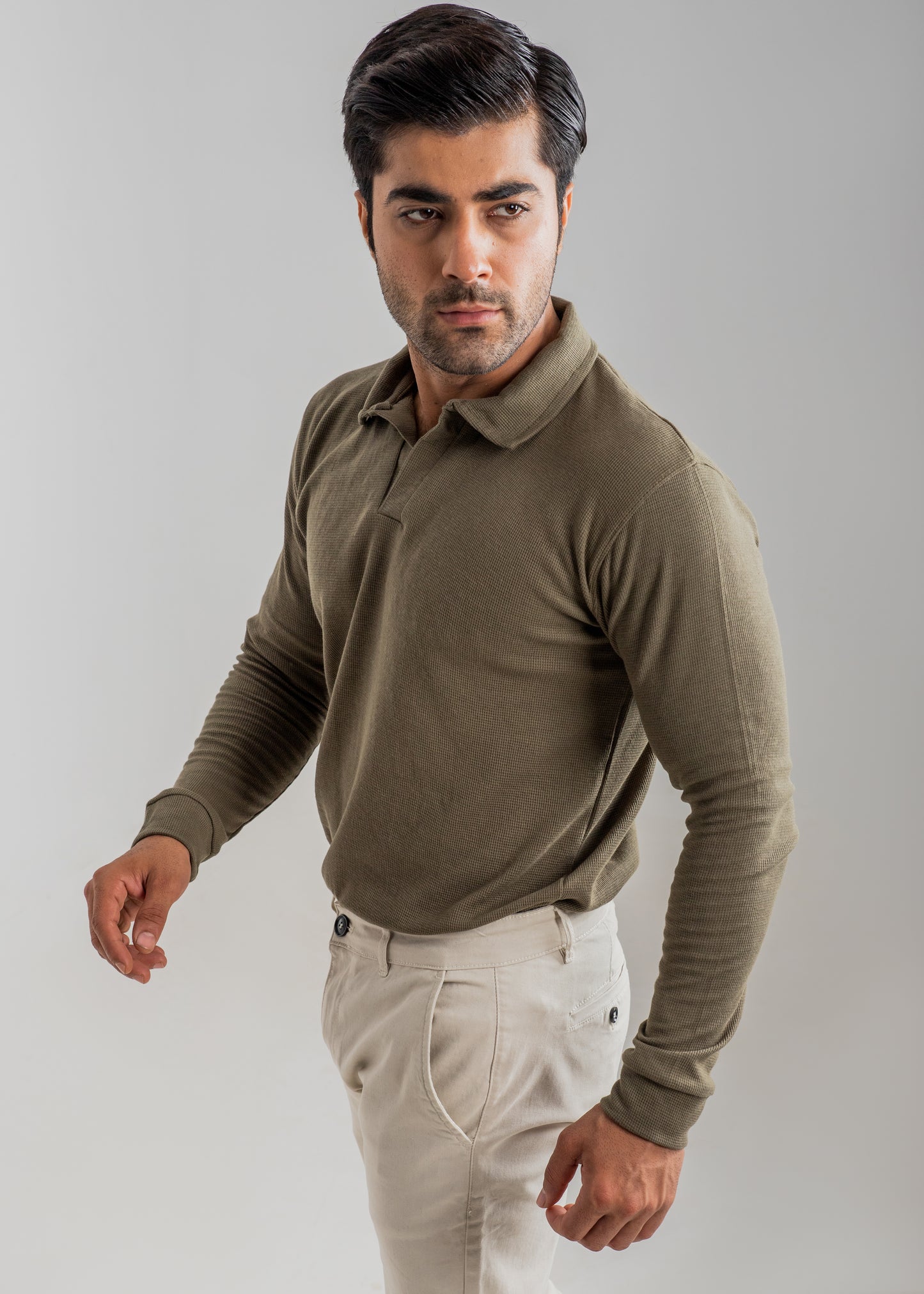 TEXTURED POLO SHIRT | OLIVE