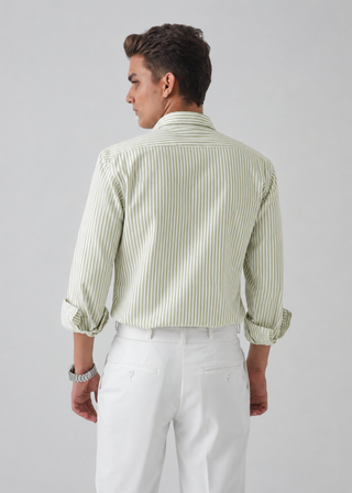 STRIPED OLIVE SHIRT - OLD MONEY