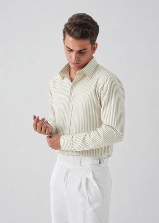 STRIPED OLIVE SHIRT - OLD MONEY