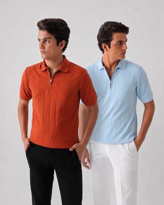 DROP NEEDLE ZIP POLO - PACK OF 2