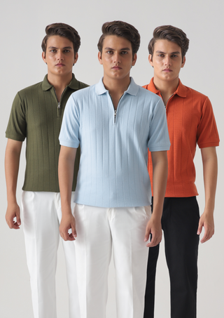 DROP NEEDLE ZIP POLO - PACK OF 3